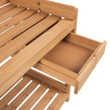 Load image into Gallery viewer, Wooden Potting Bench Workstation w/ Cabinet, Natural Wood Finish
