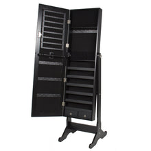 Load image into Gallery viewer, Full Length Tilting Mirrored Jewelry Cabinet Armoire w/ Velvet Interior
