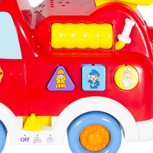 Load image into Gallery viewer, Bump and Go Teaching Firetruck w/ English and Spanish Phrases
