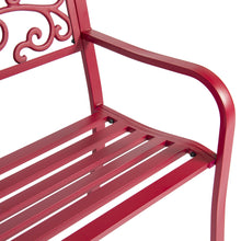 Load image into Gallery viewer, Steel Bench for Outdoor, Patio, Garden w/ Floral Design
