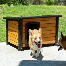 Load image into Gallery viewer, Small Log Cabin Outdoor Dog House w/ Opening Roof
