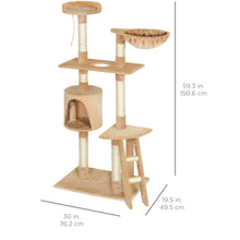 Load image into Gallery viewer, 59" Pet Play House Cat Tree Scratcher Condo Furniture
