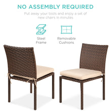 Load image into Gallery viewer, Set of 4 Stackable Outdoor Patio Wicker Chairs w/ Cushions, UV-Resistance
