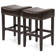 Load image into Gallery viewer, Set of 2 Backless Leather Counter Stool Seat Accents w/ Silver Studs
