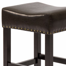 Load image into Gallery viewer, Set of 2 Backless Leather Counter Stool Seat Accents w/ Silver Studs
