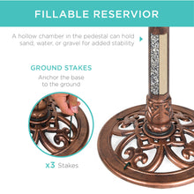 Load image into Gallery viewer, Lily Leaf Pedestal Bird Bath Decoration Accent w/ Floral Accents
