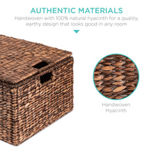 Load image into Gallery viewer, Set of 3 Large Hyacinth Storage Baskets w/ Handles, Lid - 21", 20", 18"
