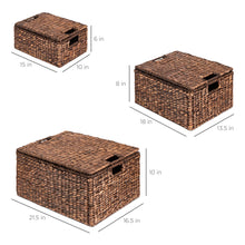 Load image into Gallery viewer, Set of 3 Large Hyacinth Storage Baskets w/ Handles, Lid - 21", 20", 18"
