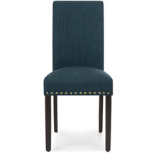 Load image into Gallery viewer, Set of 2 Upholstered Parsons Accent Dining Chairs w/ Wood Legs, Studded Trim
