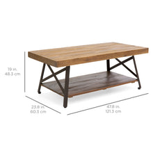 Load image into Gallery viewer, Wooden Coffee Accent Table w/ Metal Legs, Bottom Shelf - Brown
