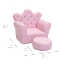 Load image into Gallery viewer, Kids Upholstered Tufted Bejeweled Mini Chair Seat w/ Ottoman
