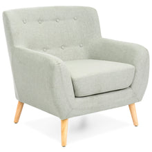 Load image into Gallery viewer, Mid-Century Modern Tufted Linen Accent Chair
