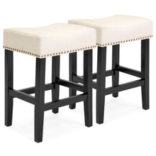 Load image into Gallery viewer, Set of 2 Backless Leather Counter Stool Seat Accents w/ Silver Studs
