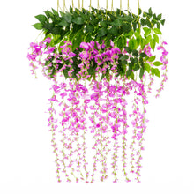 Load image into Gallery viewer, 12-Pack Artificial Silk Vine Wisteria Flower Plant Decor Accent
