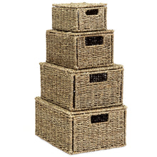 Load image into Gallery viewer, Set of 4 Seagrass Storage Baskets w/ Lids
