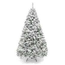 Load image into Gallery viewer, Snow Flocked Hinged Artificial Pine Christmas Tree w/ Metal Stand
