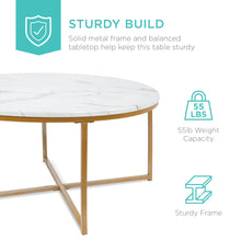 Load image into Gallery viewer, Round Coffee Table w/ Faux Marble Top, Metal Frame
