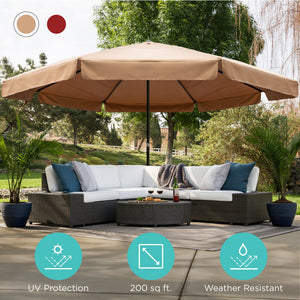 16 ft extra large outdoor patio market umbrella 16ft w/ Cross Base, Crank, Aluminum Frame Great match for your outdoor space 15 FT Patio Umbrella |