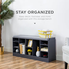 Load image into Gallery viewer, Shoe Storage Rack Bench w/ Padded Seat, 10 Cubbies
