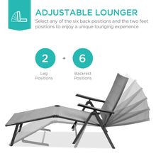 Load image into Gallery viewer, Set of 2 Outdoor Patio Chaise Recliner Lounge Chairs w/ Rust-Resistant Frame
