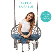 Load image into Gallery viewer, Cotton Macrame Hammock Hanging Chair Swing, Handwoven w/ Backrest
