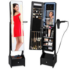 Load image into Gallery viewer, Standing Full Length LED Mirror Jewelry Armoire w/Interior &amp; Exterior Lights
