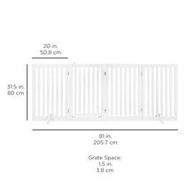 Load image into Gallery viewer, 31.5in 4-Panel Freestanding Wooden Pet Gate w/ Door, Support Feet
