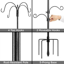 Load image into Gallery viewer, Bird Feeding Station, 6-Hook Steel Multi-Feeder Stand w/ 4 Bird Feeders, 89in
