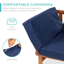 Load image into Gallery viewer, Outdoor Convertible Acacia Wood Futon Sofa w/ 4 Pillows, Removable Cushion
