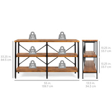 Load image into Gallery viewer, 3-Tier Industrial Hallway Console Table for Living Room, Entry Way - 55"
